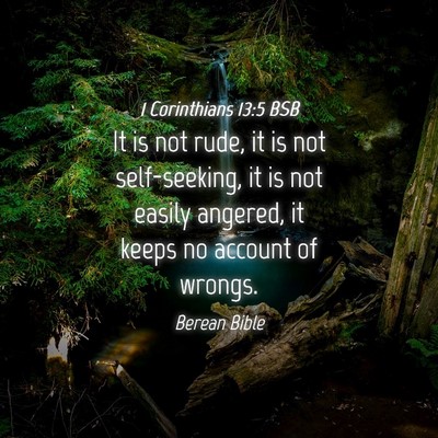 Picture 04 - 1 Corinthians 13:5 BSB - It is not rude, it is not self-seeking, it is not - Bible Verse Picture