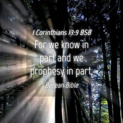 Picture 04 - 1 Corinthians 13:9 BSB - For we know in part and we prophesy in - Bible Verse Picture