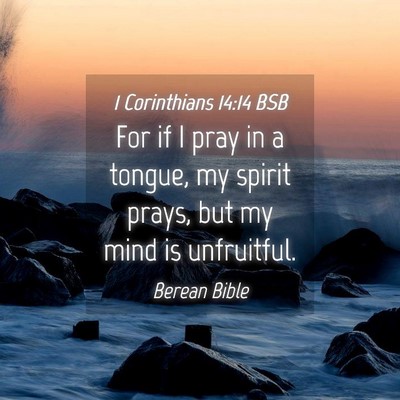 Picture 04 - 1 Corinthians 14:14 BSB - For if I pray in a tongue, my spirit prays, but - Bible Verse Picture
