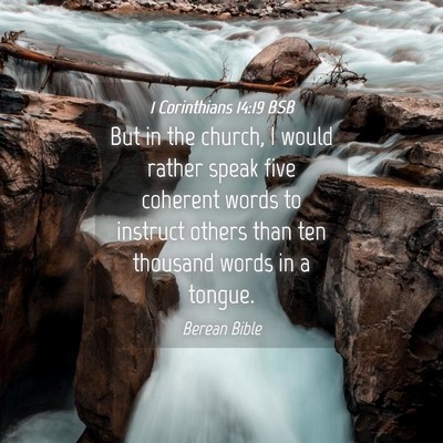 Picture 04 - 1 Corinthians 14:19 BSB - But in the church, I would rather speak five - Bible Verse Picture