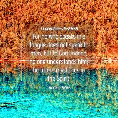 Picture 04 - 1 Corinthians 14:2 BSB - For he who speaks in a tongue does not speak to - Bible Verse Picture