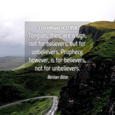 Picture 04 - 1 Corinthians 14:22 BSB - Tongues, then, are a sign, not for believers, but - Bible Verse Picture