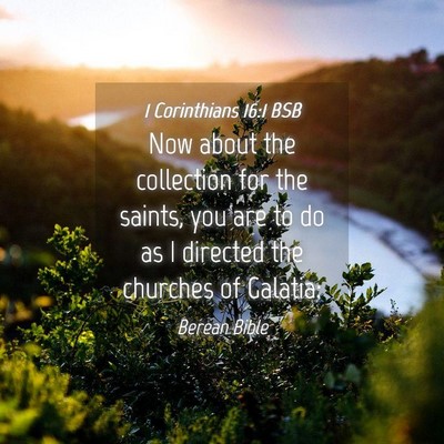 Picture 04 - 1 Corinthians 16:1 BSB - Now about the collection for the saints, you are - Bible Verse Picture