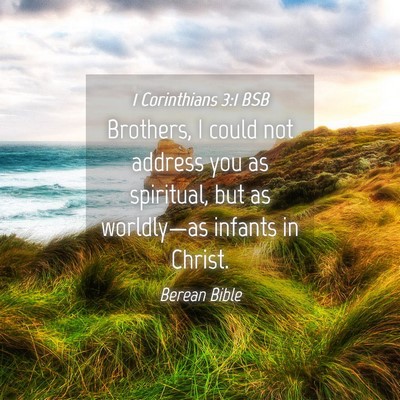 Picture 04 - 1 Corinthians 3:1 BSB - Brothers, I could not address you as spiritual, - Bible Verse Picture