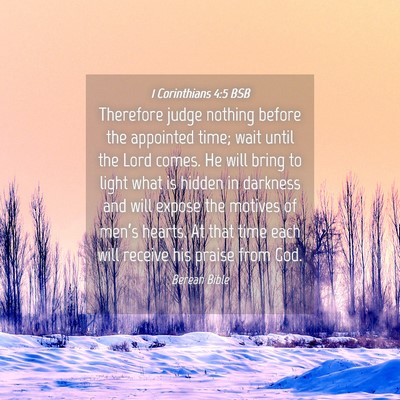 Picture 04 - 1 Corinthians 4:5 BSB - Therefore judge nothing before the appointed - Bible Verse Picture