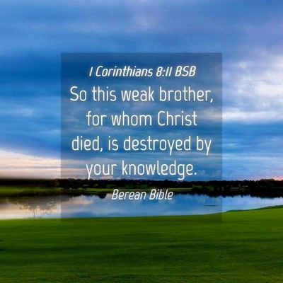 Picture 04 - 1 Corinthians 8:11 BSB - So this weak brother, for whom Christ died, is - Bible Verse Picture