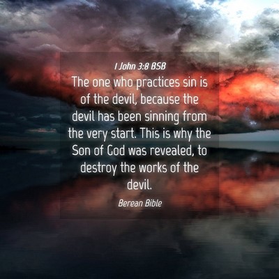 Picture 04 - 1 John 3:8 BSB - The one who practices sin is of the devil, - Bible Verse Picture