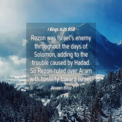 Picture 04 - 1 Kings 11:25 BSB - Rezon was Israel’s enemy throughout the days of - Bible Verse Picture