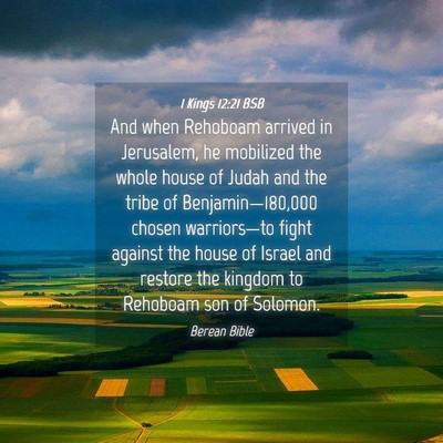 Picture 04 - 1 Kings 12:21 BSB - And when Rehoboam arrived in Jerusalem, he - Bible Verse Picture