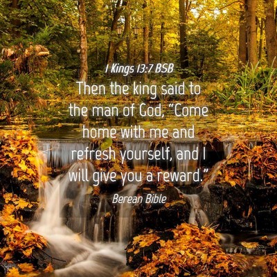 Picture 04 - 1 Kings 13:7 BSB - Then the king said to the man of God, “Come - Bible Verse Picture