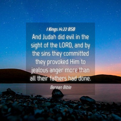 Picture 04 - 1 Kings 14:22 BSB - And Judah did evil in the sight of the LORD, and - Bible Verse Picture