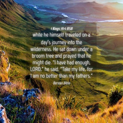 Picture 04 - 1 Kings 19:4 BSB - while he himself traveled on a day’s journey - Bible Verse Picture