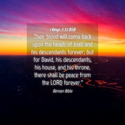 Picture 04 - 1 Kings 2:33 BSB - Their blood will come back upon the heads of Joab - Bible Verse Picture