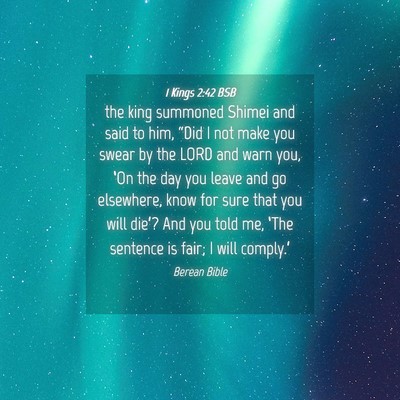 Picture 04 - 1 Kings 2:42 BSB - the king summoned Shimei and said to him, “Did - Bible Verse Picture