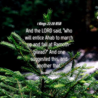 Picture 04 - 1 Kings 22:20 BSB - And the LORD said, ‘Who will entice Ahab to - Bible Verse Picture