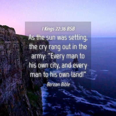 Picture 04 - 1 Kings 22:36 BSB - As the sun was setting, the cry rang out in the - Bible Verse Picture
