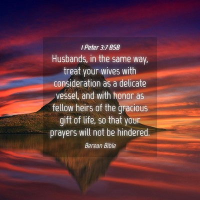 Picture 04 - 1 Peter 3:7 BSB - Husbands, in the same way, treat your wives with - Bible Verse Picture