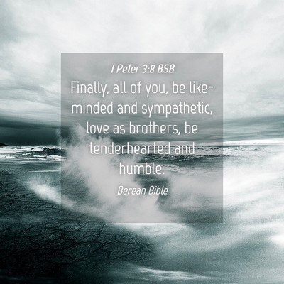 Picture 04 - 1 Peter 3:8 BSB - Finally, all of you, be like-minded and - Bible Verse Picture
