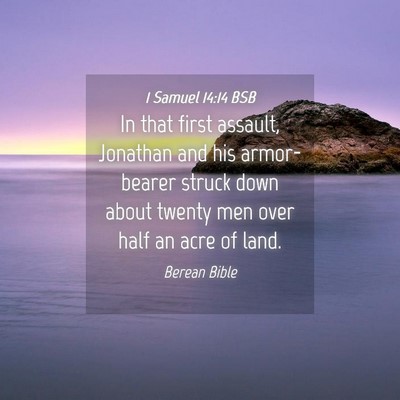 Picture 04 - 1 Samuel 14:14 BSB - In that first assault, Jonathan and his - Bible Verse Picture