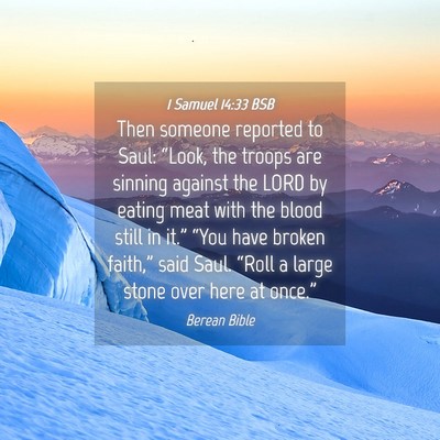Picture 04 - 1 Samuel 14:33 BSB - Then someone reported to Saul: “Look, the - Bible Verse Picture