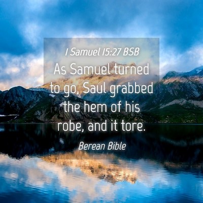 Picture 04 - 1 Samuel 15:27 BSB - As Samuel turned to go, Saul grabbed the hem of - Bible Verse Picture