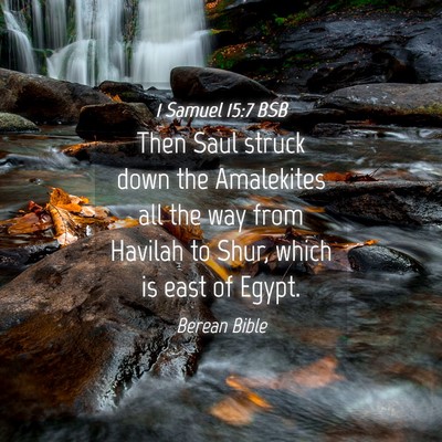 Picture 04 - 1 Samuel 15:7 BSB - Then Saul struck down the Amalekites all the way - Bible Verse Picture