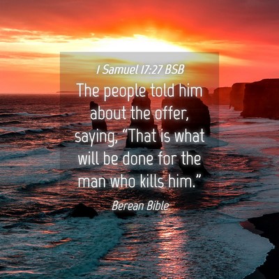 Picture 04 - 1 Samuel 17:27 BSB - The people told him about the offer, saying, - Bible Verse Picture