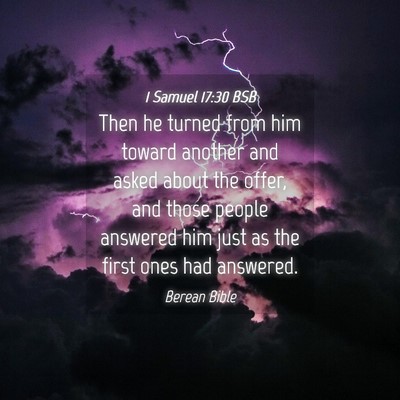 Picture 04 - 1 Samuel 17:30 BSB - Then he turned from him toward another and asked - Bible Verse Picture