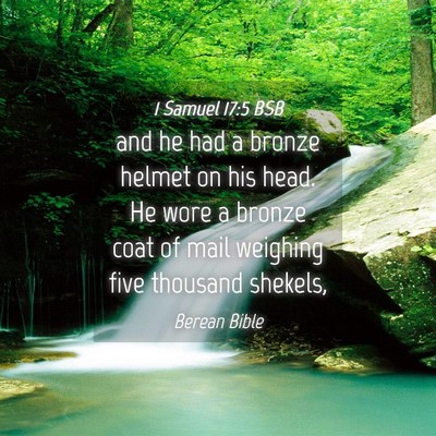 Picture 04 - 1 Samuel 17:5 BSB - and he had a bronze helmet on his head. He wore a - Bible Verse Picture