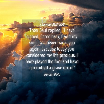 Picture 04 - 1 Samuel 26:21 BSB - Then Saul replied, “I have sinned. Come back, - Bible Verse Picture