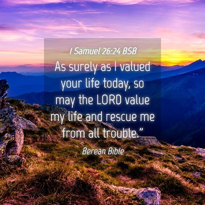 Picture 04 - 1 Samuel 26:24 BSB - As surely as I valued your life today, so may the - Bible Verse Picture
