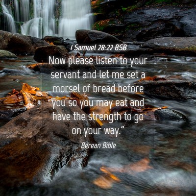 Picture 04 - 1 Samuel 28:22 BSB - Now please listen to your servant and let me set - Bible Verse Picture