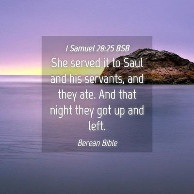 Picture 04 - 1 Samuel 28:25 BSB - She served it to Saul and his servants, and they - Bible Verse Picture
