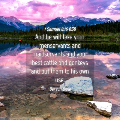 Picture 04 - 1 Samuel 8:16 BSB - And he will take your menservants and - Bible Verse Picture