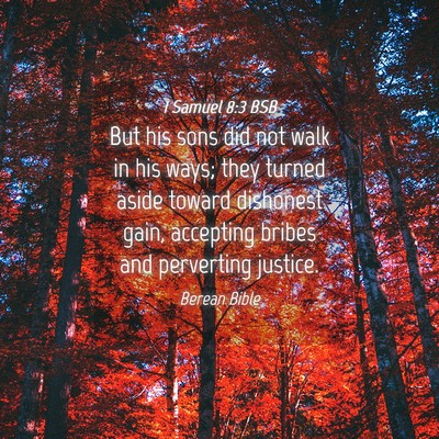 Picture 04 - 1 Samuel 8:3 BSB - But his sons did not walk in his ways; they - Bible Verse Picture