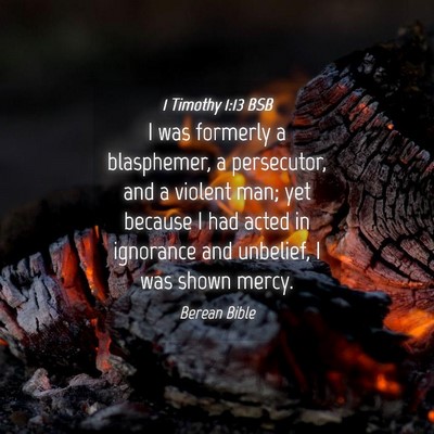 Picture 04 - 1 Timothy 1:13 BSB - I was formerly a blasphemer, a persecutor, and a - Bible Verse Picture