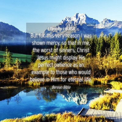 Picture 04 - 1 Timothy 1:16 BSB - But for this very reason I was shown mercy, so - Bible Verse Picture