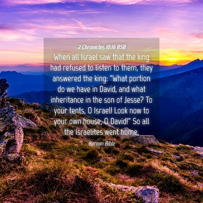 Picture 04 - 2 Chronicles 10:16 BSB - When all Israel saw that the king had refused to - Bible Verse Picture