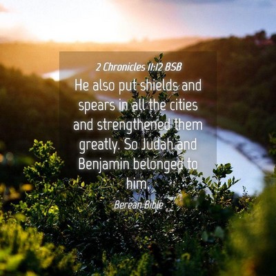 Picture 04 - 2 Chronicles 11:12 BSB - He also put shields and spears in all the cities - Bible Verse Picture