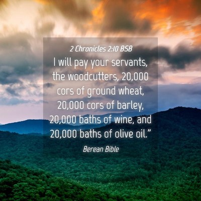 Picture 04 - 2 Chronicles 2:10 BSB - I will pay your servants, the woodcutters, 20,000 - Bible Verse Picture