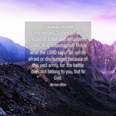Picture 04 - 2 Chronicles 20:15 BSB - And he said, “Listen, all you people of Judah - Bible Verse Picture