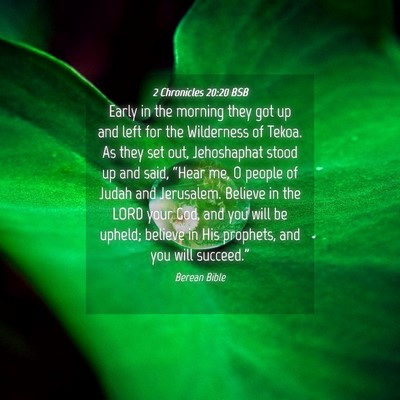 Picture 04 - 2 Chronicles 20:20 BSB - Early in the morning they got up and left for the - Bible Verse Picture