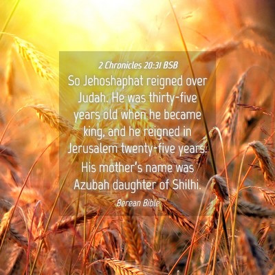 Picture 04 - 2 Chronicles 20:31 BSB - So Jehoshaphat reigned over Judah. He was - Bible Verse Picture