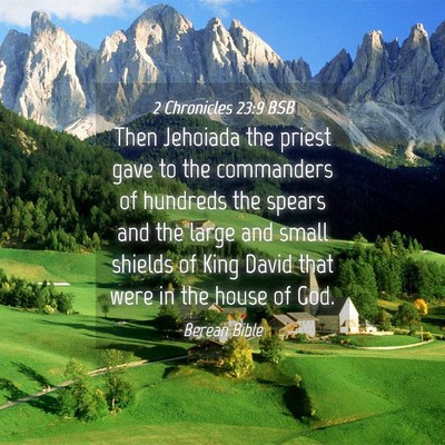 Picture 04 - 2 Chronicles 23:9 BSB - Then Jehoiada the priest gave to the commanders - Bible Verse Picture