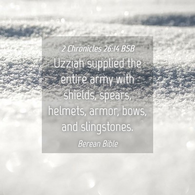 Picture 04 - 2 Chronicles 26:14 BSB - Uzziah supplied the entire army with shields, - Bible Verse Picture