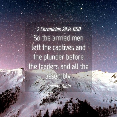 Picture 04 - 2 Chronicles 28:14 BSB - So the armed men left the captives and the - Bible Verse Picture