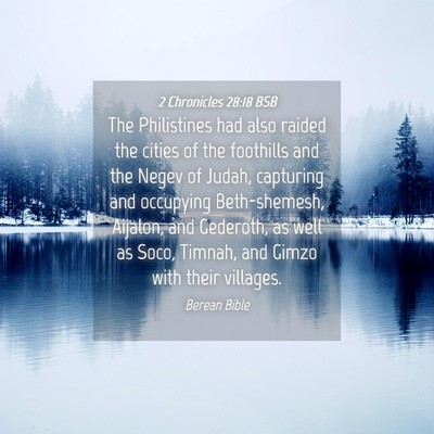 Picture 04 - 2 Chronicles 28:18 BSB - The Philistines had also raided the cities of the - Bible Verse Picture