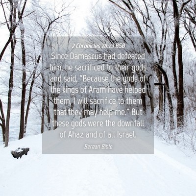 Picture 04 - 2 Chronicles 28:23 BSB - Since Damascus had defeated him, he sacrificed to - Bible Verse Picture