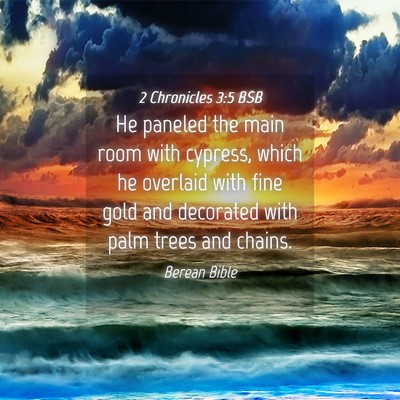 Picture 04 - 2 Chronicles 3:5 BSB - He paneled the main room with cypress, which he - Bible Verse Picture