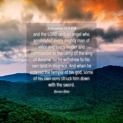 Picture 04 - 2 Chronicles 32:21 BSB - and the LORD sent an angel who annihilated every - Bible Verse Picture